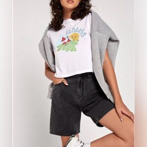 Motel Rocks Dad Denim Shorts In Black Wash nwt